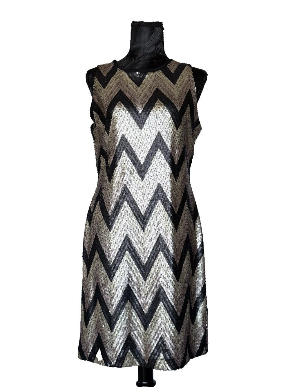 Olivia Matthews Sequin Chevron ZigZag Dress - Size 12 STRETCH (FITS more 8-10)